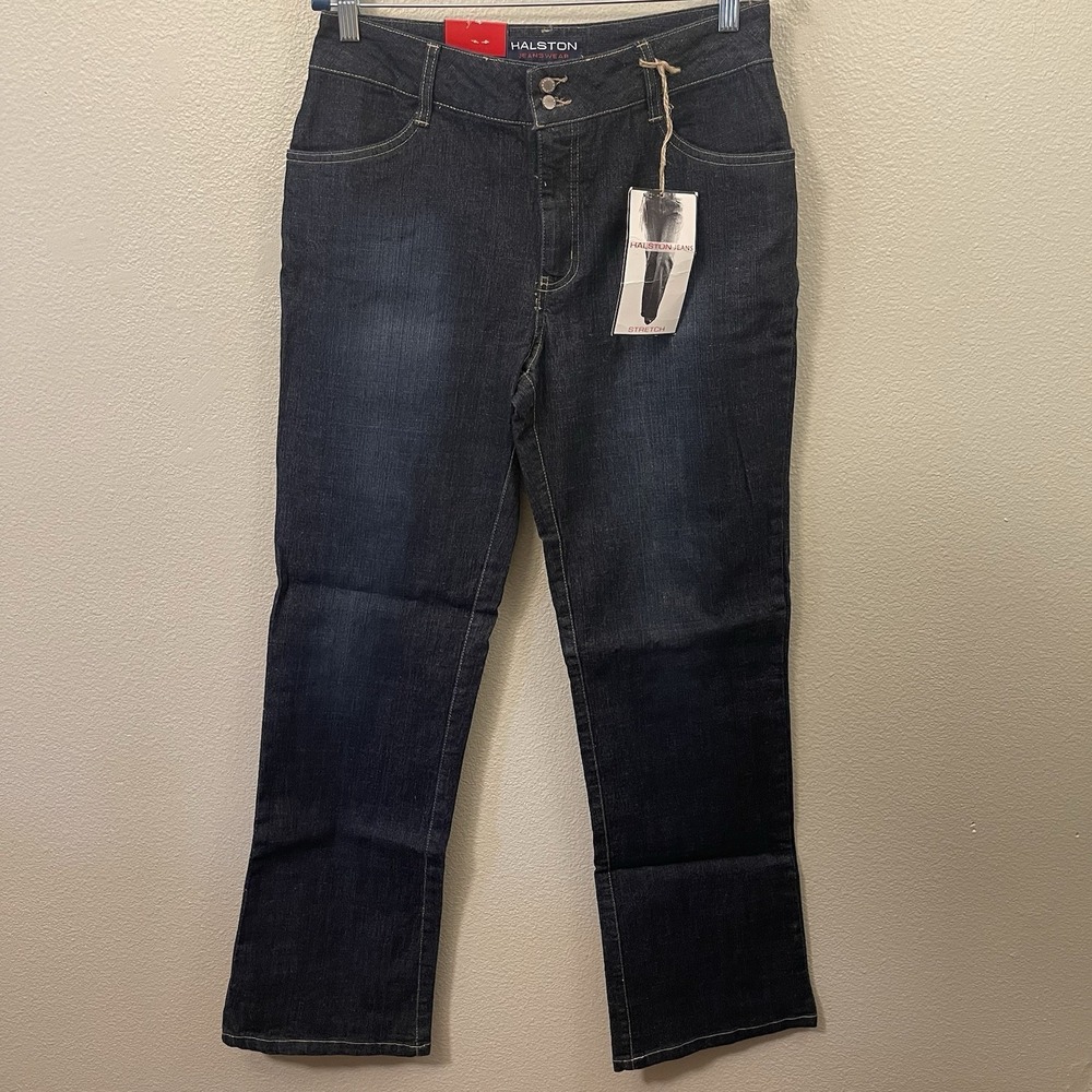 NWT Vintage‎ Women's Halston Denim Jeans Bootcut Double Button Stretch Size 6